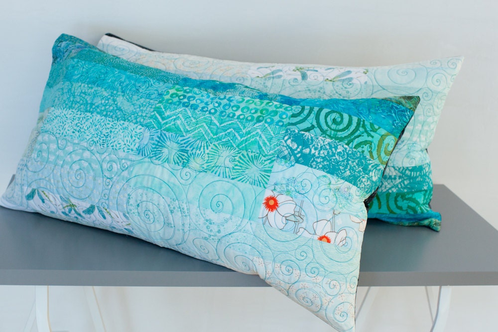 Quilted Pillow Shams King Size Pillow Shams Turquoise Pillows Ocean