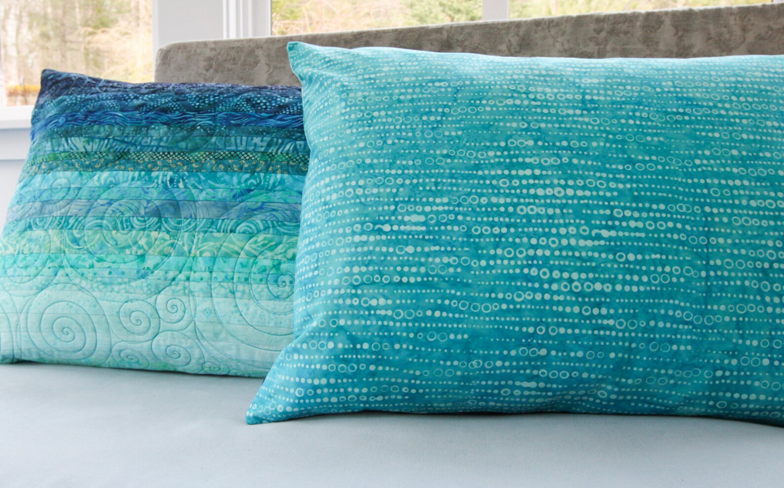 Teal Quilted Standard Pillow Shams Oceanic Dreams Pillow Etsy