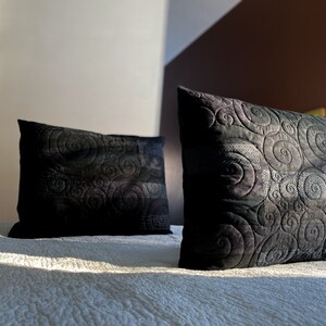 Black Quilted Pillow Shams Choose Your Size Made to Order image 7