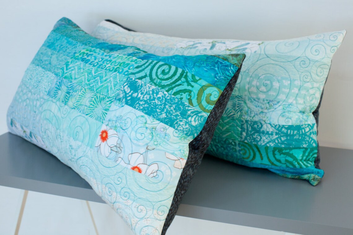 Quilted Pillow Shams King Size Pillow Shams Turquoise Pillows Etsy