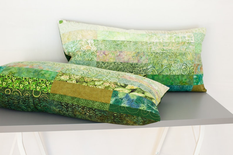 Quilted King Size Pillow Covers Shams Cases Meadow Green Ombre Etsy