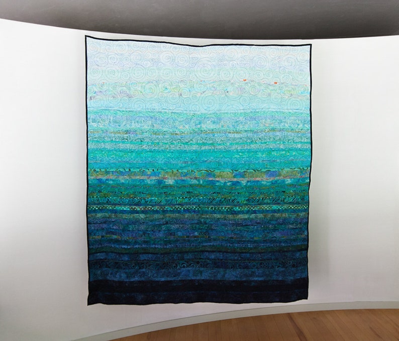 Oceanic Dreams Modern Turquoise Blue Quilt Kies uw maat Op bestelling gemaakt afbeelding 7