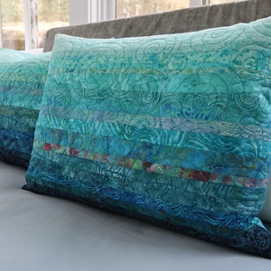 Teal Quilted Standard Pillow Shams Oceanic Dreams Pillow image 3