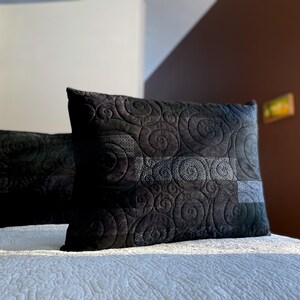 Black Quilted Pillow Shams Choose Your Size Made to Order image 6