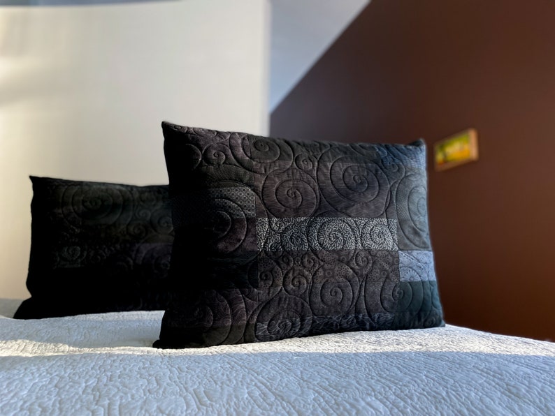 Black Quilted Pillow Shams Choose Your Size Made to Order image 6
