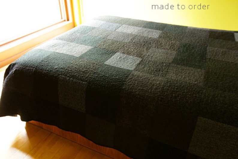 Dark Heart Modern Black Quilt Choose Your Size Made to Order image 1