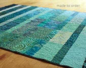 Turquoise Blue Beach House Quilt - Choose Your Size - Made to Order