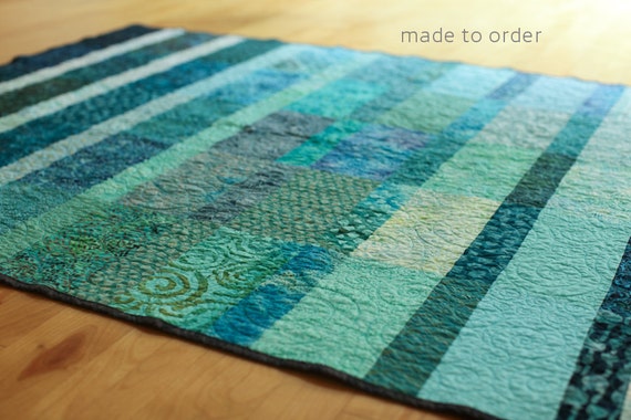 Turquoise Blue Beach House Quilt - Choose Your Size - Made to Order