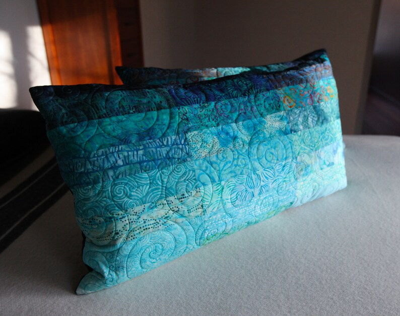 Quilted Pillow Shams King Size Pillow Shams Turquoise Ocean Etsy