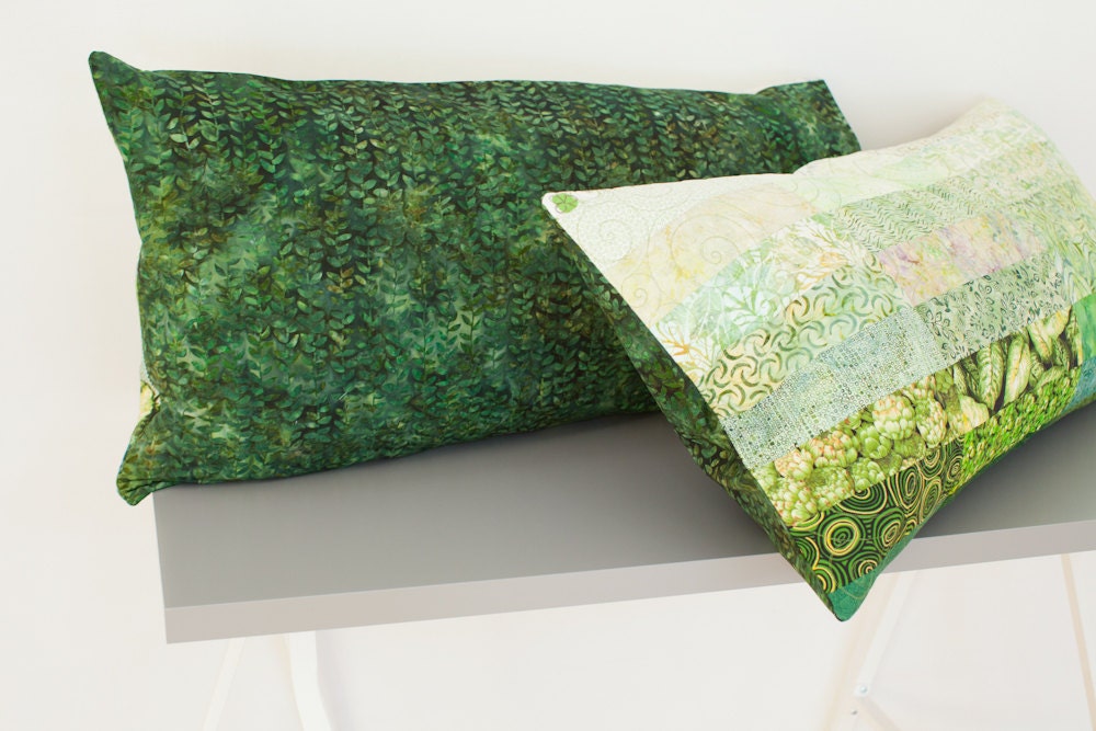 Quilted King Size Pillow Covers Shams Cases Meadow Green Ombre Etsy