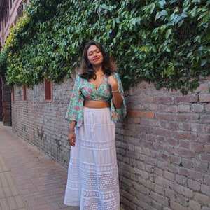 Long Maxi Skirt, Cotton Summer Handmade Skirt, Flowy White Skirt, Vintage Design, Ankle Length, Cotton Summer Skirt, Cottage Core Fairy Maxi