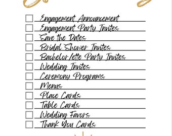 Wedding Stationery List