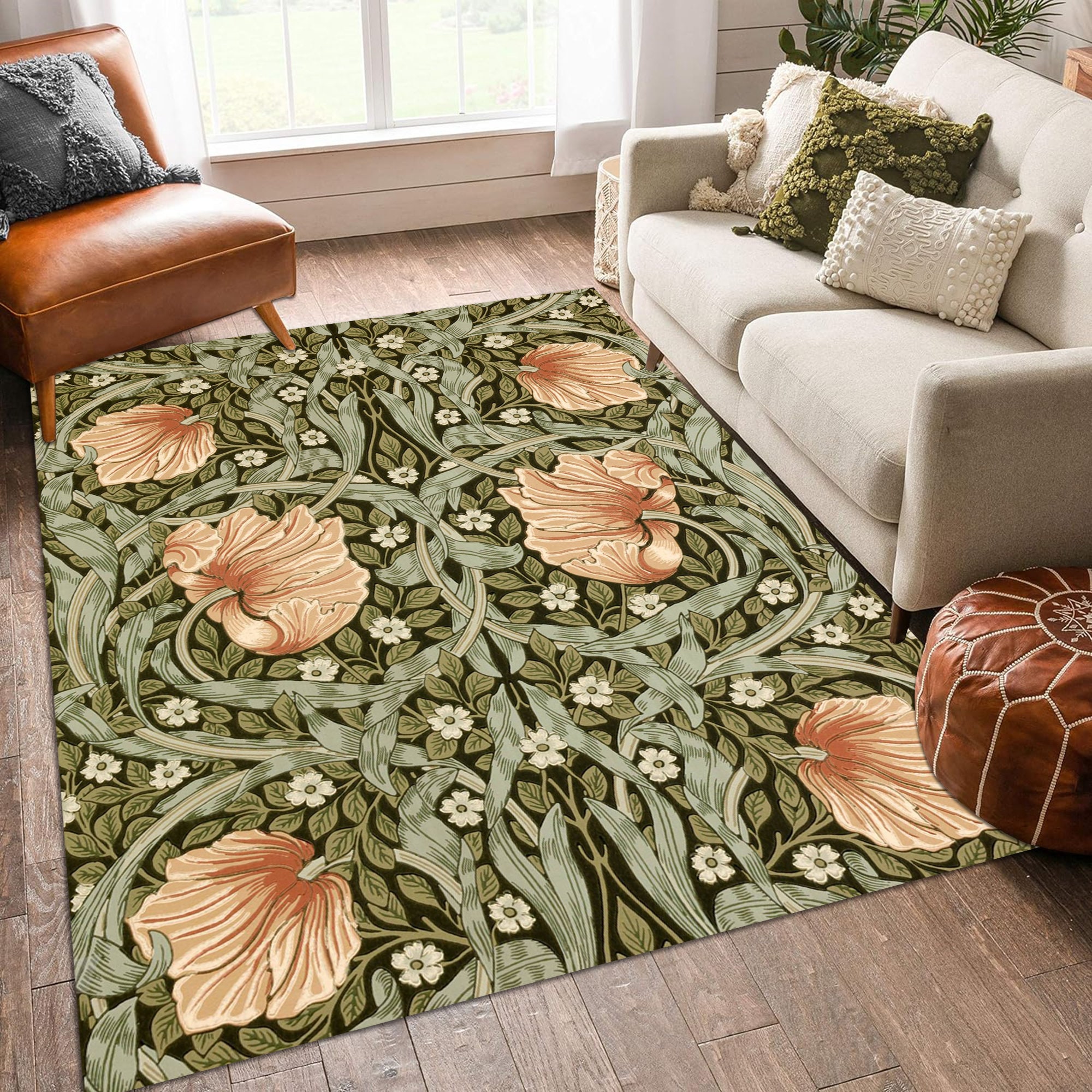 Flowers Garden,Art Rug,Wiliam Morris Art,Style Rug,Living Room Rug,Green Rug,Home Decor Rug,Anti Slip Rug,Modern Rug,Area Rug,Home Decor