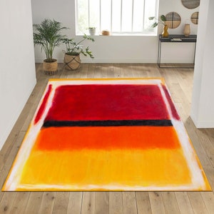 Riviere Rothko Rug Rothko Art Area Rug, Red Yellow Abstract, Machine Washable - Etsy
