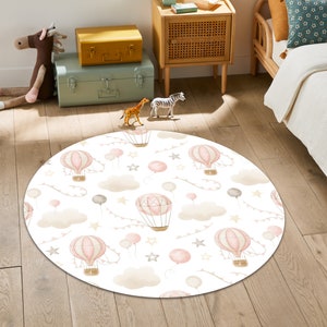 Baloon Teppich, Wolkenteppich, fliegender Ballonteppich, Sternteppich, runder Teppich, Boho Decor, Weicher Teppich, Kinder Boho Teppich, Geschenk für Baby, Teppich