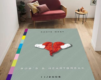Alfombra con la portada del álbum '808s & Heartbreak' de Kanye West - Decoración para salas de música