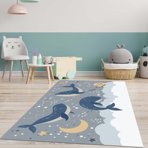 Wal Teppich, Kinderzimmer Teppich, Baloon Teppich, Kinderzimmer Teppich, Babyzimmer Teppich, Weicher Teppich, Kinderzimmer Dekor, Kinder Spielmatte, Geschenke für Kinder, Tier Teppich