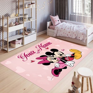 Minnie Teppich, Kinderzimmerteppich, Geschenk für Kinder, Spielmatte, Babyzimmer Dekor, Neugeborenen Geschenk, Tierteppich, Rosa Teppich