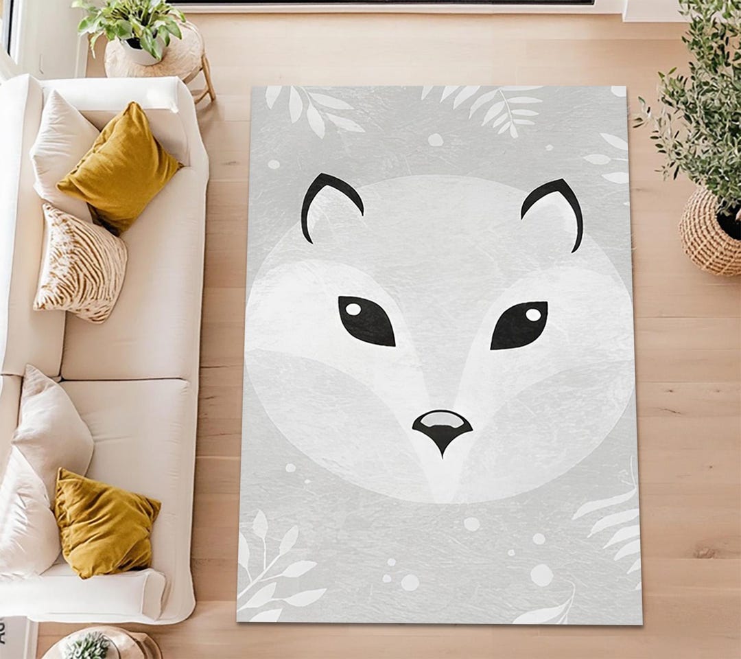 Fox Rug, Leaf Pattern, Modern Nursery Decor - Etsy