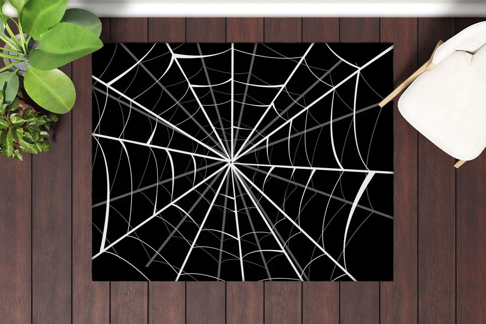 Vortex Spider Web Rug Black Spider Web Area Rug: Gothic Modern Washable Polyester - Etsy