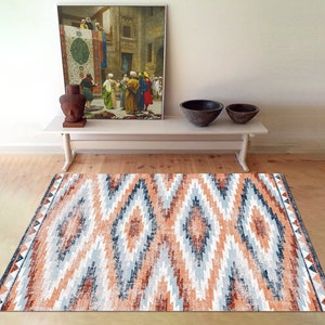 Geometric Pattern Rug: Colorful Modern Area Rug, Non-Slip