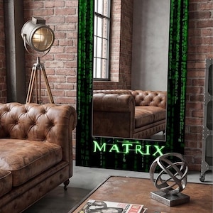 Matrix Mirror, Real Glass Wall Art, Binary Code Hacker Home Decor