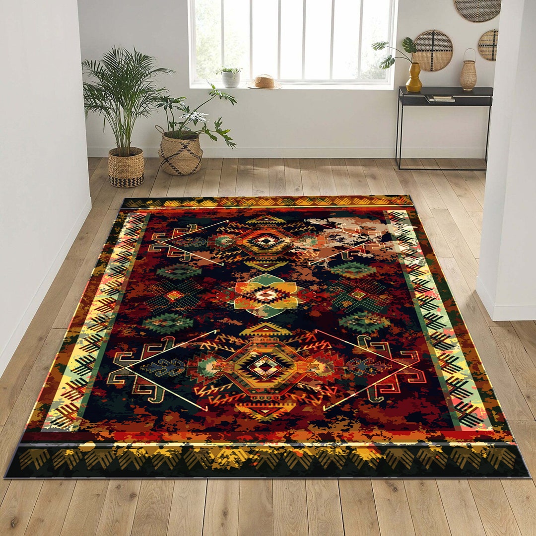 Aztek Area Rugs Aztec Area Rug: Southwestern Farmhouse Decor, Non-slip Runner - Etsy