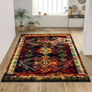 Aztec Area Rug: Southwestern Farmhouse Decor, Non-Slip Runner