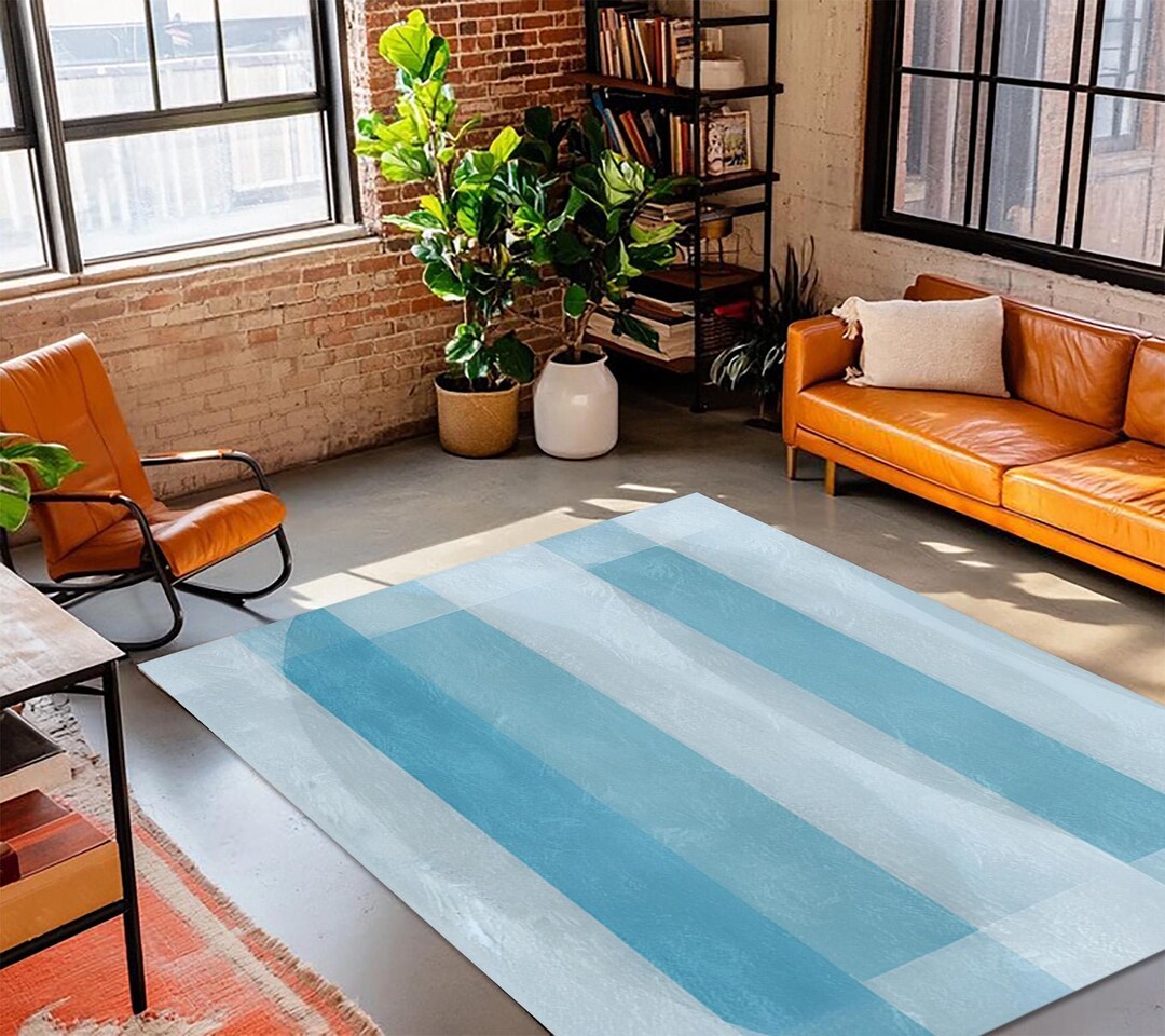 Gradient Area Rug Blue Gradient Rug, Modern Horizontal Lines, Accent Decor - Etsy