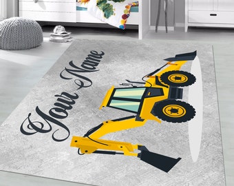 Excavator & Grader Rug: Personalized Construction Zone Play Mat