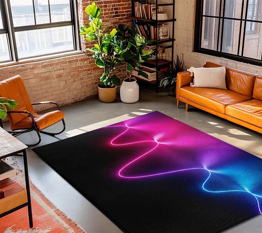 10x10 Neon Rug Neon Accent Rug, Color Flow Illuminated Carpet, Non-slip Runner - Etsy