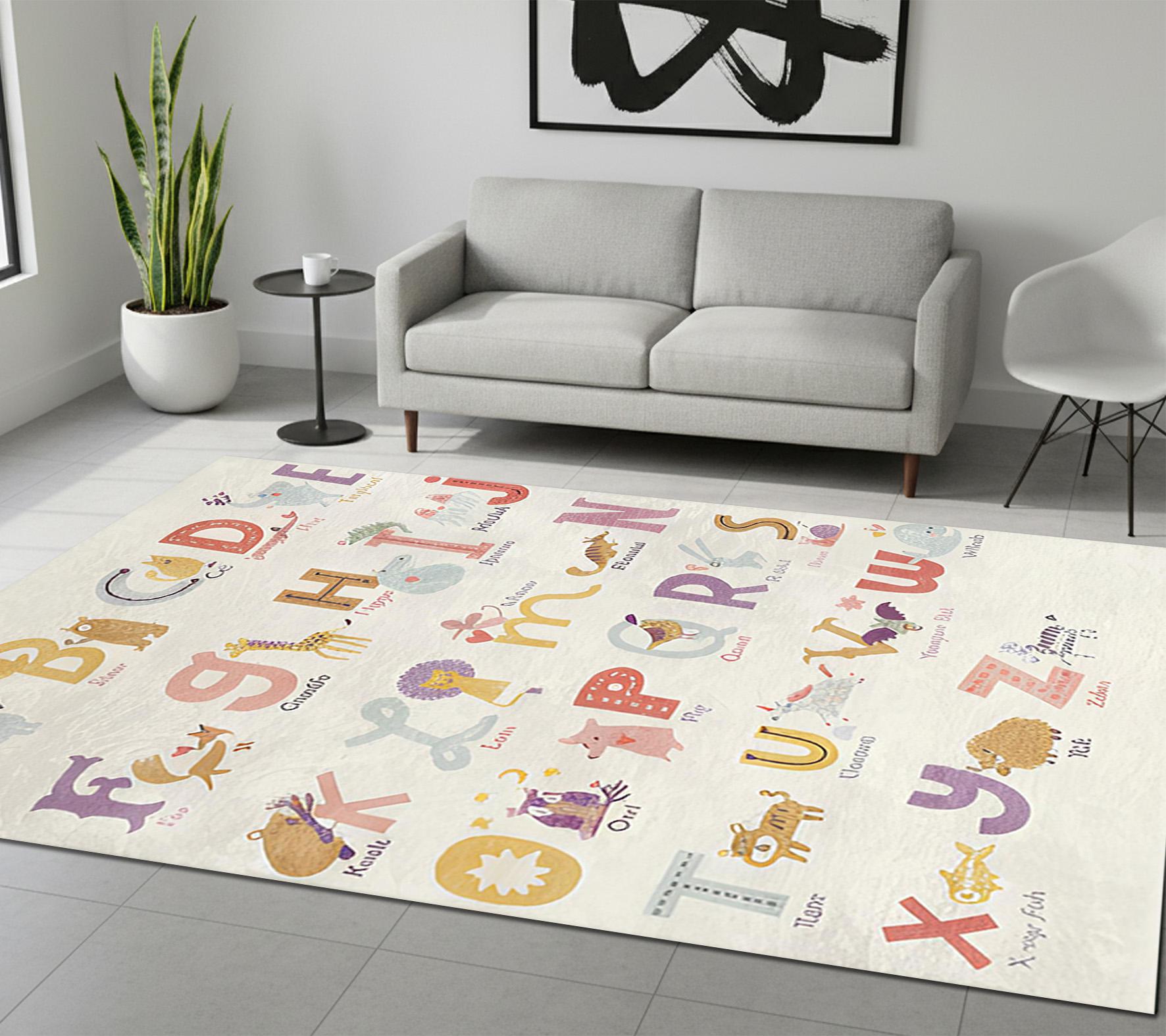 Alphabet Themed Rug ,colorful Educational Carpet,playroom Accent Rug ...