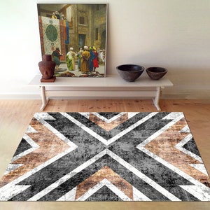Geometric Pattern Rug: Modern Living Room Decor, Non-Slip