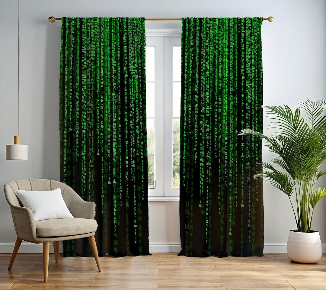 Matrix Decor, Binary Code Window Decor, Digital Rain Curtain, Cyberpunk ...