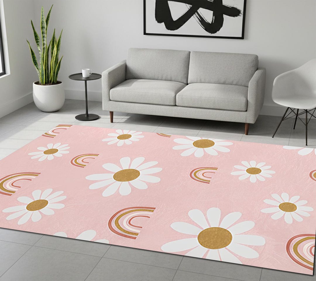 Fun Daisy Rug Daisy Rug, Pastel Whimsical Carpet, Kids Room Decor - Etsy
