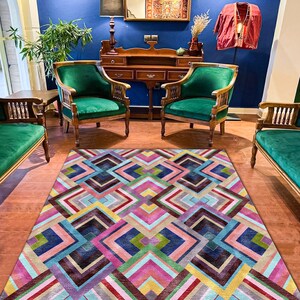 Geometric Pattern Rug: Colorful Modern Home Decor