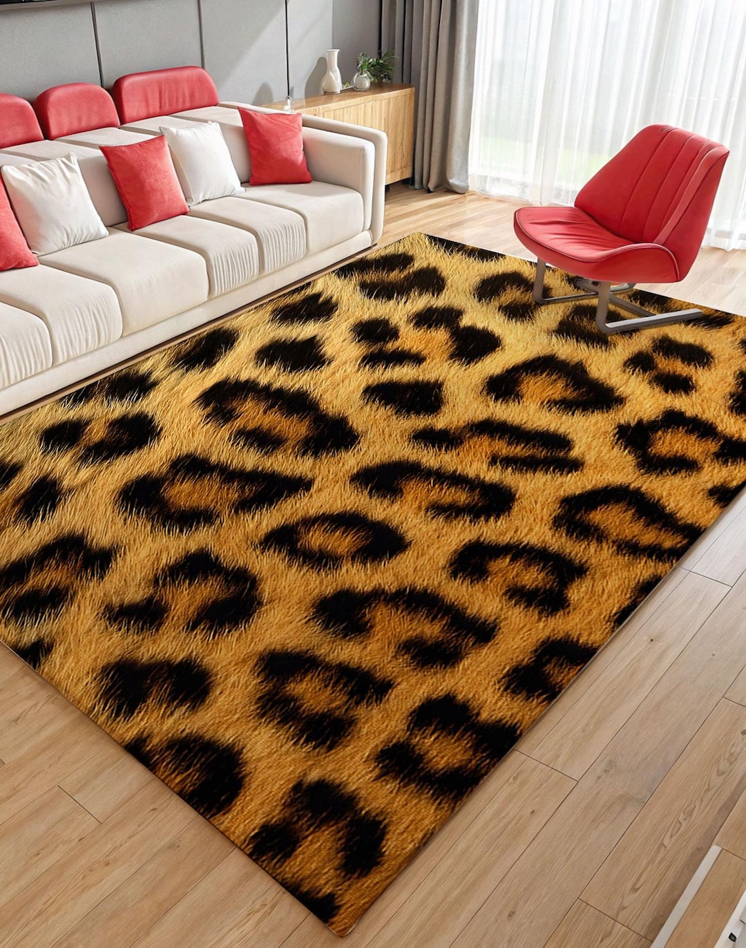 Leopard Backing Leopard Print Rug: Modern Animal Pattern, Non-slip Cotton Backing - Etsy