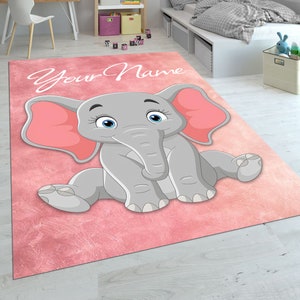 Benutzerdefinierte Teppich, Elefant Teppich, personalisierte Teppich, Kinderzimmer Teppich, Geschenk für Kinder, Spielmatte, Babyzimmer Dekor, Neugeborene Geschenk, Tierteppich