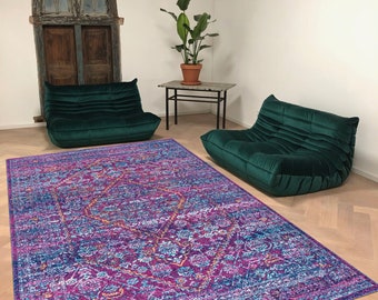 Anatolian Carpet,Purple Rug, Tumbled Look Carpet, Vintage Design Rug, Bedroom Rug, Vintage Pattern Rug,Turkish Rug,Living Room Rug,Area Rug