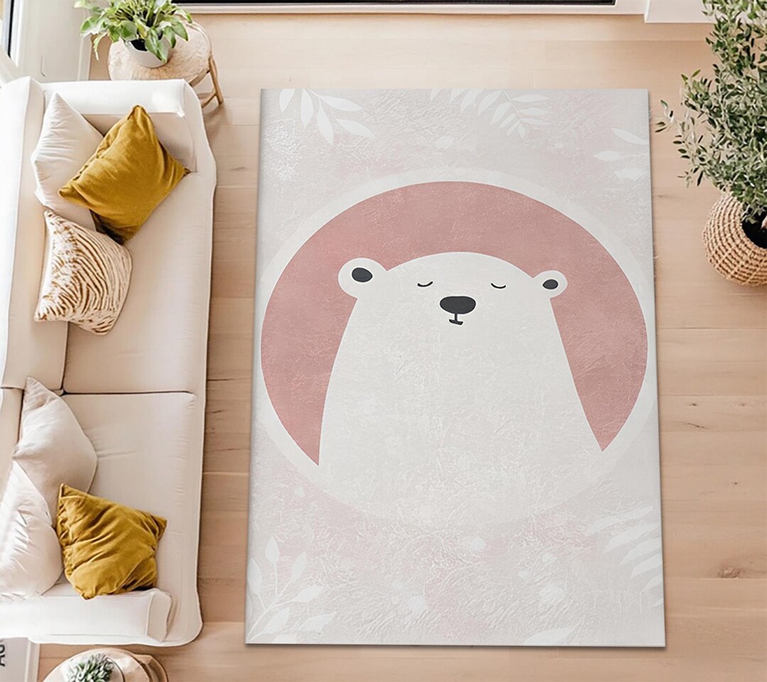 Cartoon Themed Rug , Vintage Animal Nursery Carpet , Playroom Area Rug ...