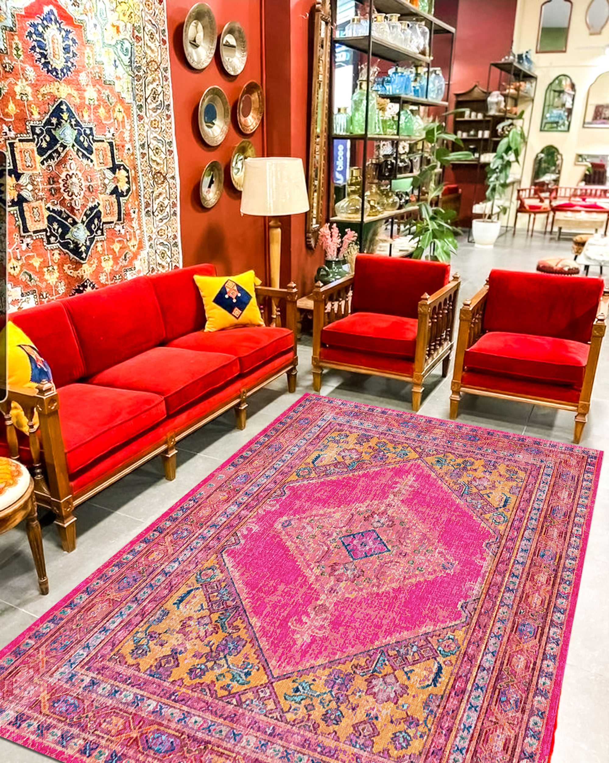 ヴィンテージアナトリアスタイルラグ：ピンクのトルコ絨毯、ボヘミアン