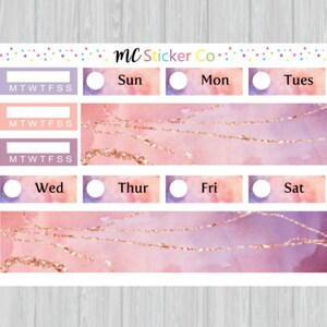 Adesivos de planejador Azur e Blush Washi, adesivos de planejador de vida EC