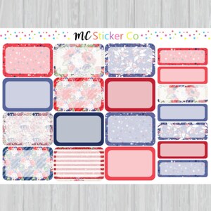 4 de julio Floral Half Box Planner Pegatinas, EC Life Planner Pegatinas, Kit Semanal del 4 de julio