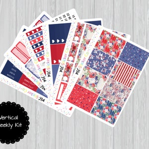 4th of July Weekly Kit, July Weekly Kit, 4th of July Planner Stickers