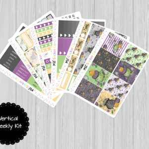 Halloween Weekly Kit, Vertical Weekly Planner Stickers, Halloween Planner Stickers