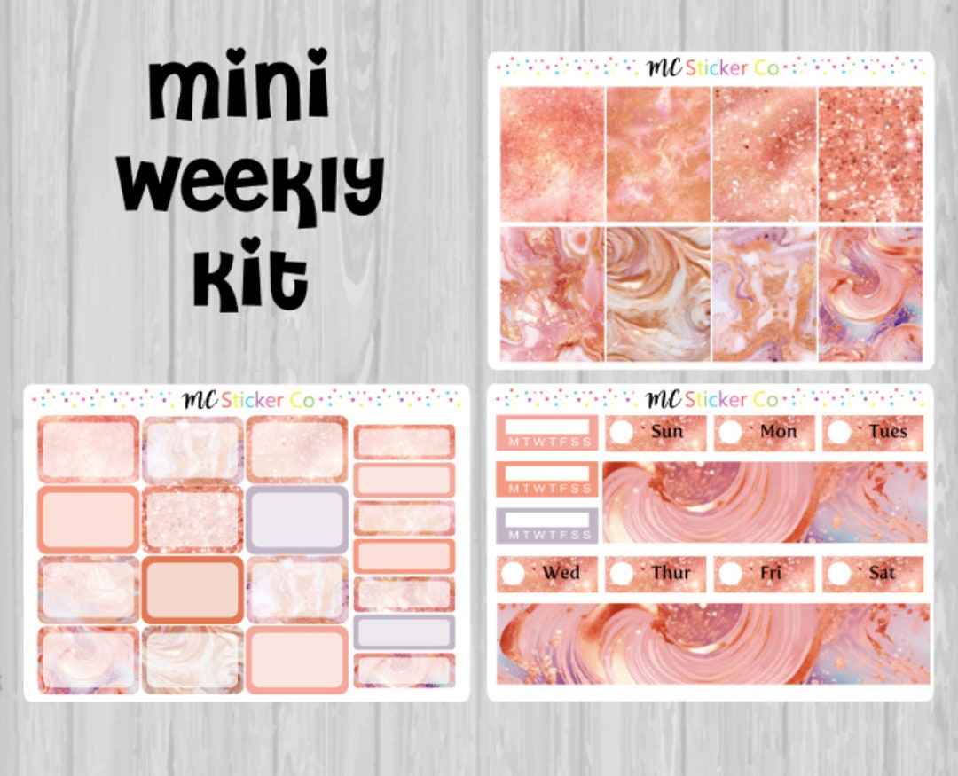 Rose Gold Glitter Mini Kit Planner Stickers, EC Life Planner Stickers ...