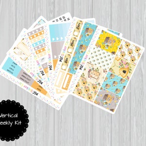 Frühling Weekly Kit, Vertikale Wochenplaner Aufkleber, Bumble Bee Weekly Kit