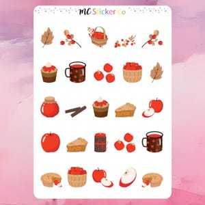 Apple Pie Planner Stickers, Apple Pie Stickers, Fall Planner Stickers, Fall Apples
