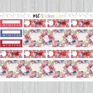 4 juillet Washi Planner Stickers, Stickers EC Life Planner, Kit hebdomadaire de juillet