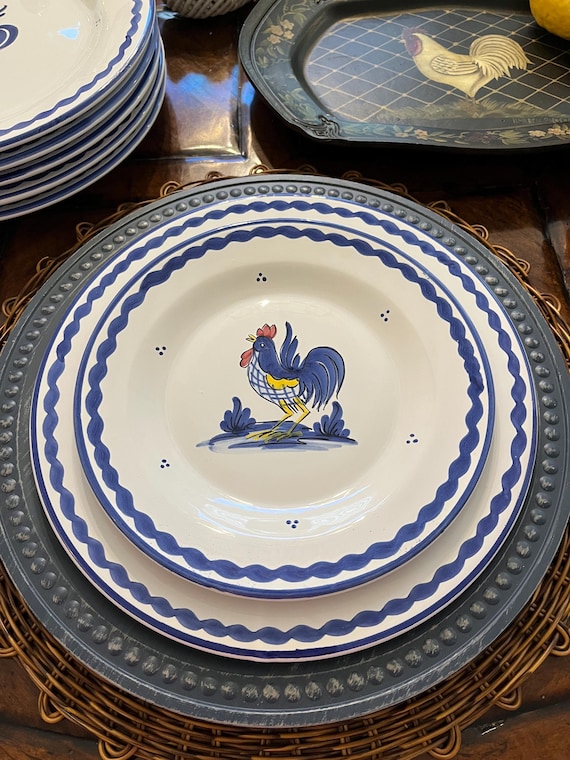 Assiettes Horchow coq peintes à la Fabriqué en Les